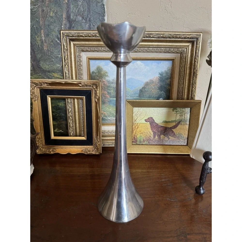 Lunares San Francisco Nima Oberoi Polished Aluminum Taper Candlestick Holder‎